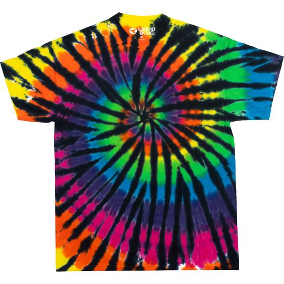 Liquid Blue Spiral Rainbow Black Unprinted Tie-Dye T-Shirt