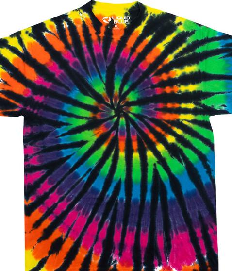 liquid blue Spiral Rainbow Black Unprinted Tie-Dye T-Shirt