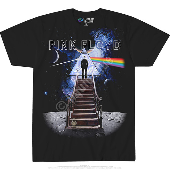 Liquid Blue Stairway To The Moon Black Athletic T-Shirt