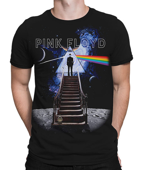 liquid blue Stairway to the Moon Black Athletic T-Shirt