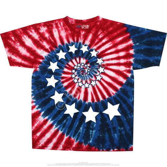 Liquid Blue Stars And Stripes Spiral Tie-Dye T-Shirt