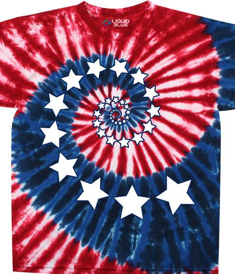 liquid blue Stars And Stripes Spiral Tie-Dye T-Shirt