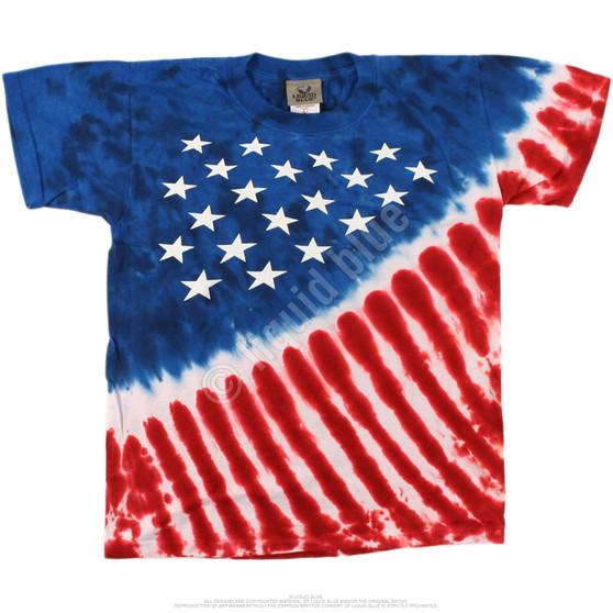 Liquid Blue Stars And Stripes Youth Tie-Dye T-Shirt