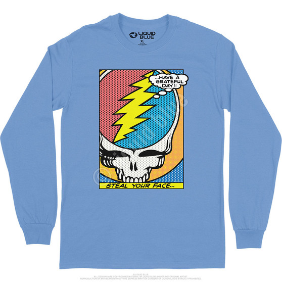 Liquid Blue Steal Your Face Pop Art Long Sleeve T-Shirt