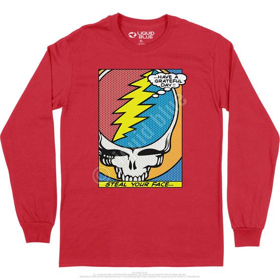 Liquid Blue Steal Your Face Pop Art Long Sleeve T-Shirt