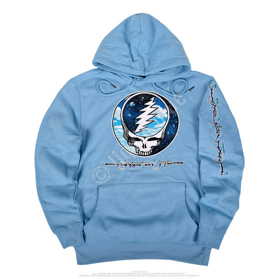 Liquid Blue Steal Your Sky Space Light Blue Sleeve Printed Hoodie