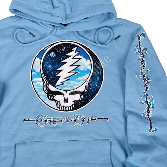 Liquid Blue Steal Your Sky Space Light Blue Sleeve Printed Hoodie