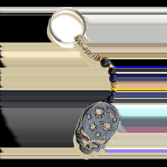 Liquid Blue Stealie The Night Away Hand Carved Bone Keychain