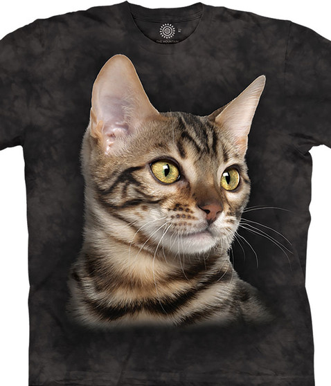 liquid blue Striped Cat Portrait Classic Cotton T-Shirt