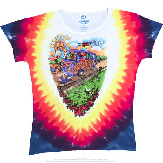 Liquid Blue Summer Tour Bus Tie-Dye Juniors Long Length T-Shirt