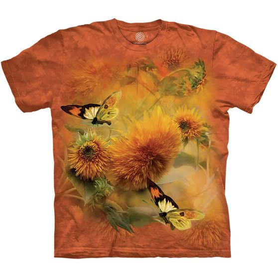 Liquid Blue Sunflowers And Butterflies Classic Cotton T-Shirt