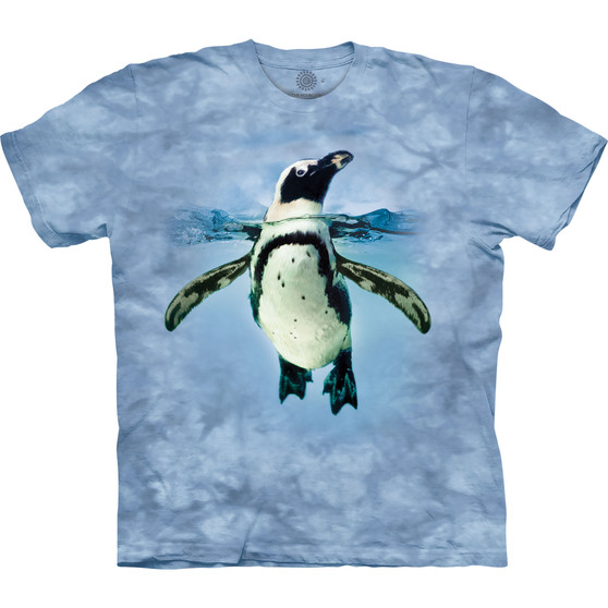 Liquid Blue Swimming Penguin Classic Cotton T-Shirt