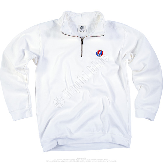 Liquid Blue SYF 1/4 Zip Pullover Comfort Colors White Sweatshirt