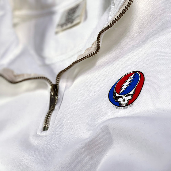 Liquid Blue SYF 1/4 Zip Pullover Comfort Colors White Sweatshirt