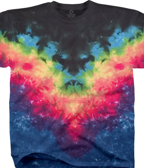 liquid blue Symmetrical Rainbow Youth Unprinted Tie-Dye T-Shirt