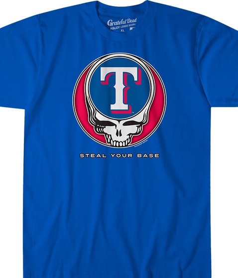 liquid blue Texas Rangers Steal Your Base Blue Athletic T-Shirt