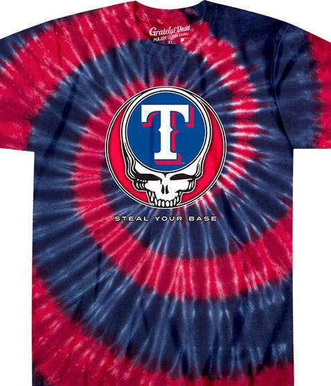 liquid blue Texas Rangers Steal Your Base Tie-Dye T-Shirt