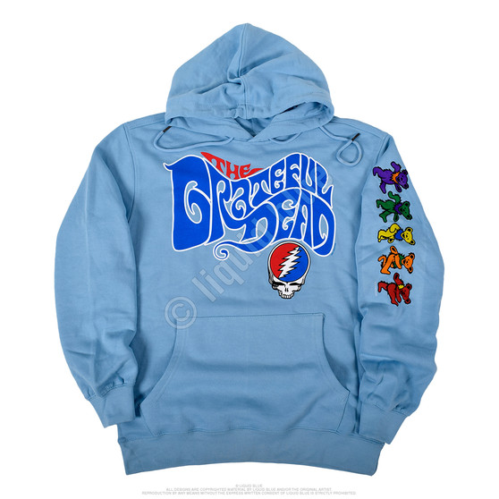 Liquid Blue The Grateful Dead Light Blue Sleeve Printed Hoodie
