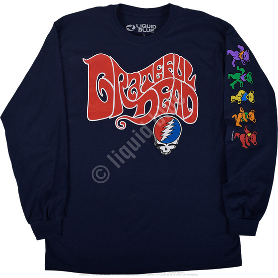 Liquid Blue The Grateful Dead Navy Sleeve Printed Long Sleeve T-Shirt