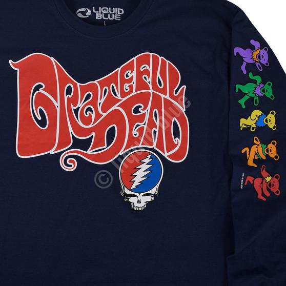 Liquid Blue The Grateful Dead Navy Sleeve Printed Long Sleeve T-Shirt