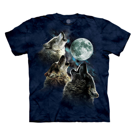 Liquid Blue Three Wolf Moon® Classic Cotton T-Shirt - Blue