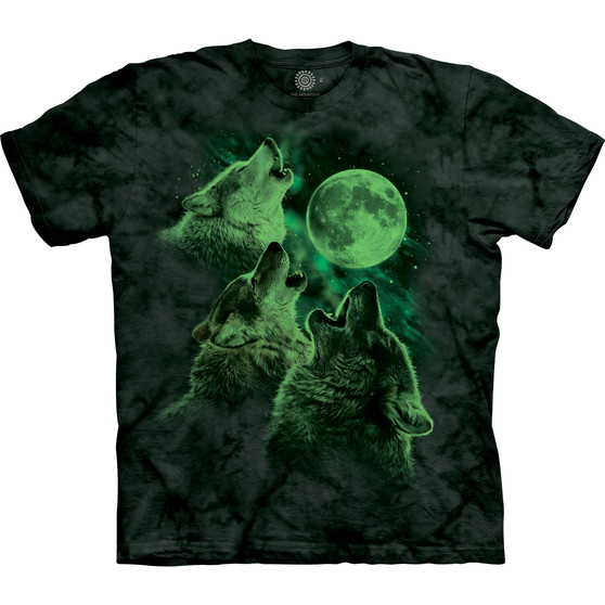Liquid Blue Three Wolf Moon® Classic Cotton T-Shirt - Glow In The Dark