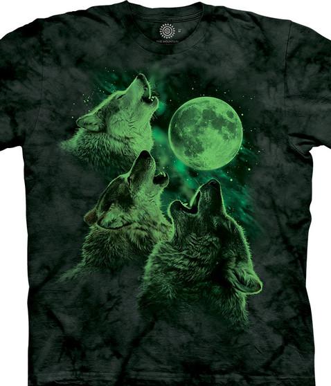 liquid blue Three Wolf Moon® Classic Cotton T-Shirt - Glow In The Dark