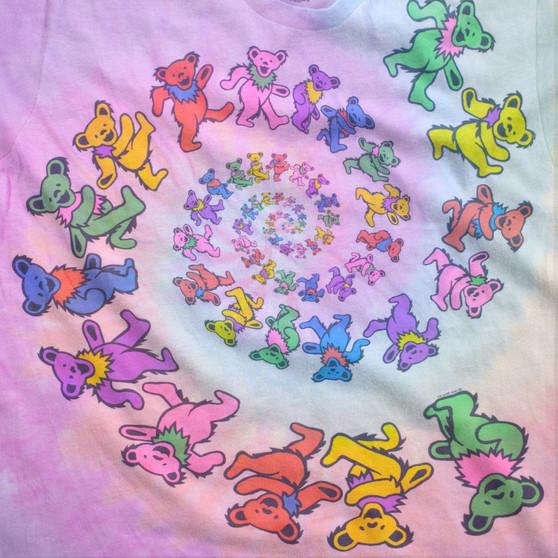Liquid Blue Vintage Spiral Bears Poly-Cotton Tie-Dye T-Shirt