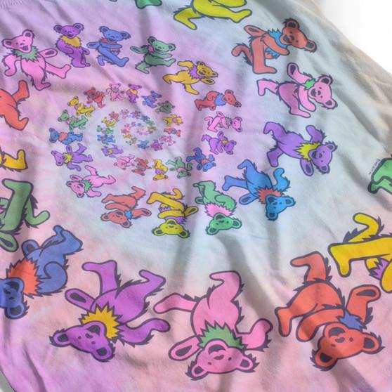 Liquid Blue Vintage Spiral Bears Poly-Cotton Tie-Dye T-Shirt