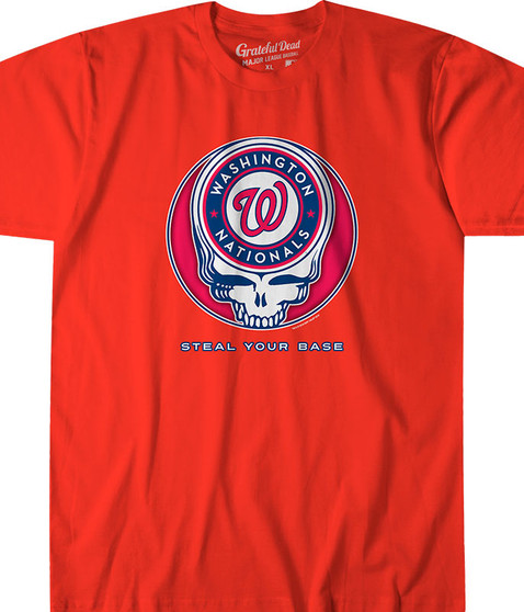 liquid blue Washington Nationals Steal Your Base Red Athletic T-Shirt