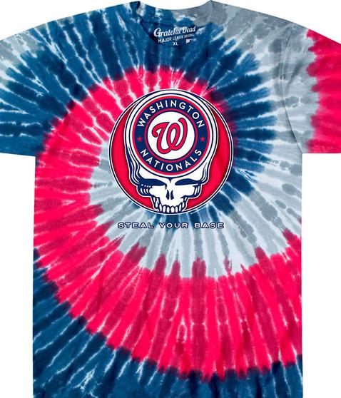 liquid blue Washington Nationals Steal Your Base Tie-Dye T-Shirt