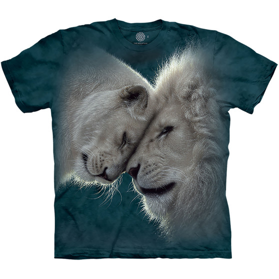 Liquid Blue White Lions Love Classic Cotton T-Shirt