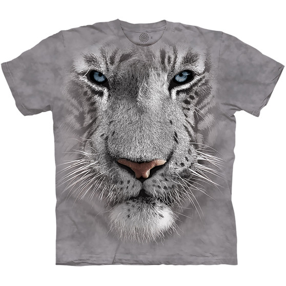 Liquid Blue White Tiger Face Classic Cotton T-Shirt