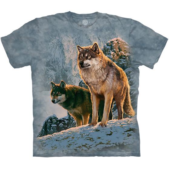 Liquid Blue Wolf Couple Sunset Classic Cotton T-Shirt