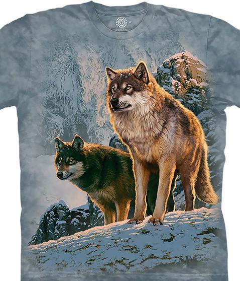 liquid blue Wolf Couple Sunset Classic Cotton T-Shirt