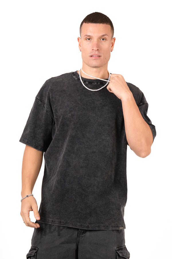 Liquor & Poker Acid Black Ribbed 'The Blessed 01' Varsity T-Shirt