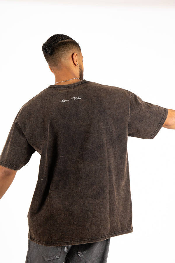 Liquor & Poker Acid Brown "Renaissance" Printed T-Shirt