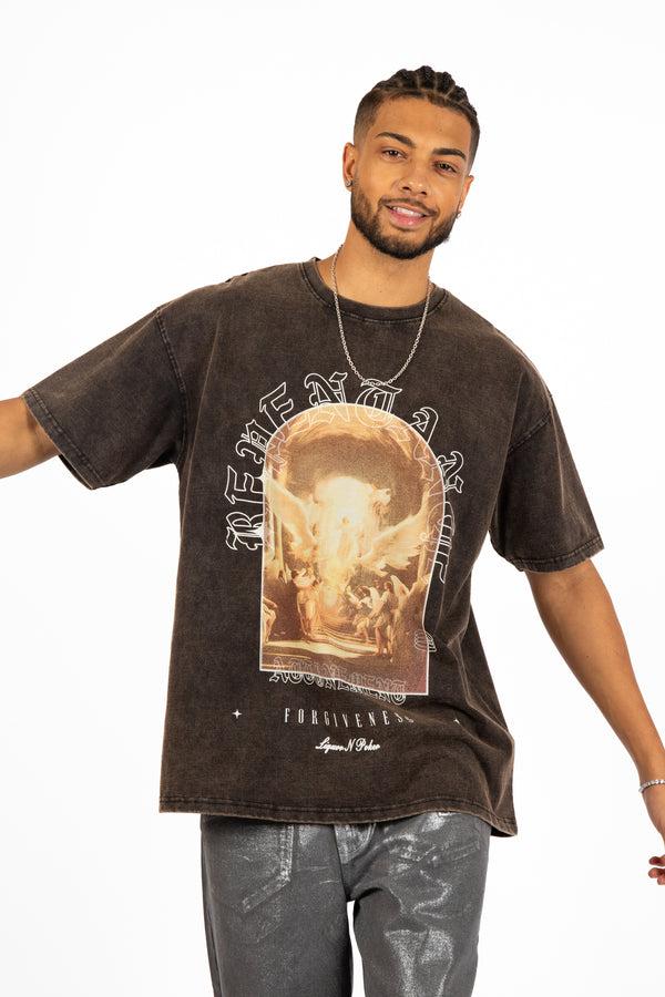 liquor & poker Acid Brown "Renaissance" Printed T-Shirt