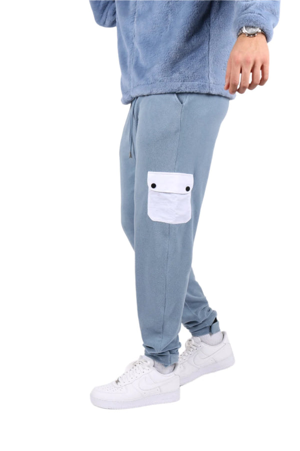 Liquor & Poker Baby Blue Utility Cargo Polar Fleece Joggers