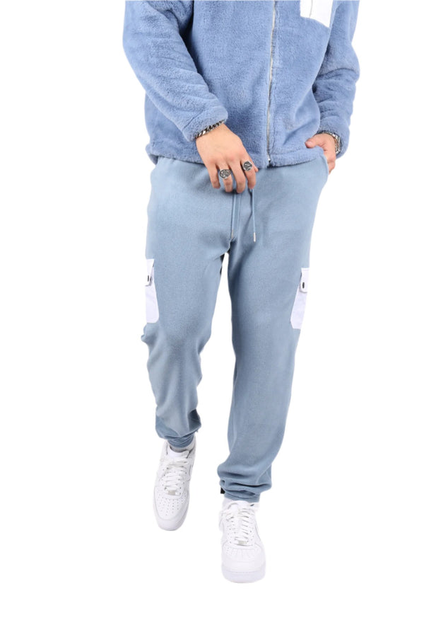 Liquor & Poker Baby Blue Utility Cargo Polar Fleece Joggers