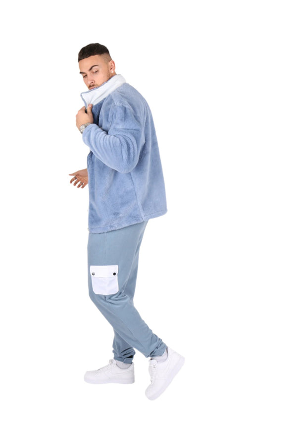 liquor & poker Baby Blue Utility Cargo Polar Fleece Joggers