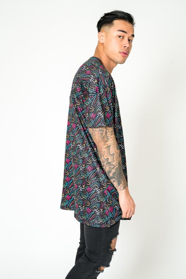 Liquor & Poker Bayside Graffiti Printed Oversized Black T-Shirt