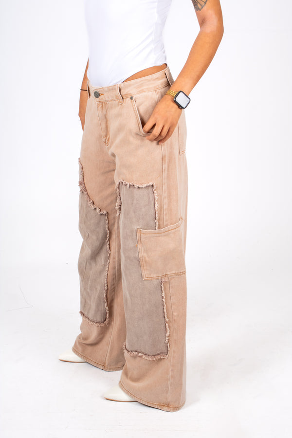 liquor & poker Beige Mid Rise Carpenter Wide Leg Jean