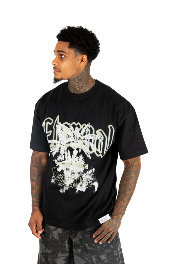 Liquor & Poker Black Eternal Paradise Graphic Printed T-Shirt