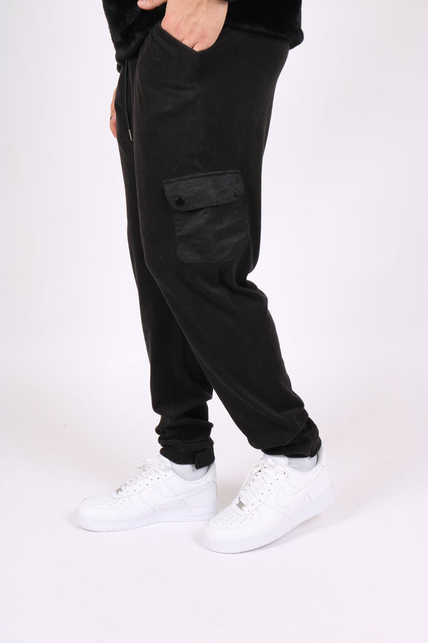 Liquor & Poker Black Polar Fleece Utility Cargo Joggers