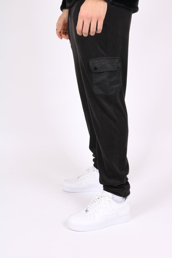 Liquor & Poker Black Polar Fleece Utility Cargo Joggers