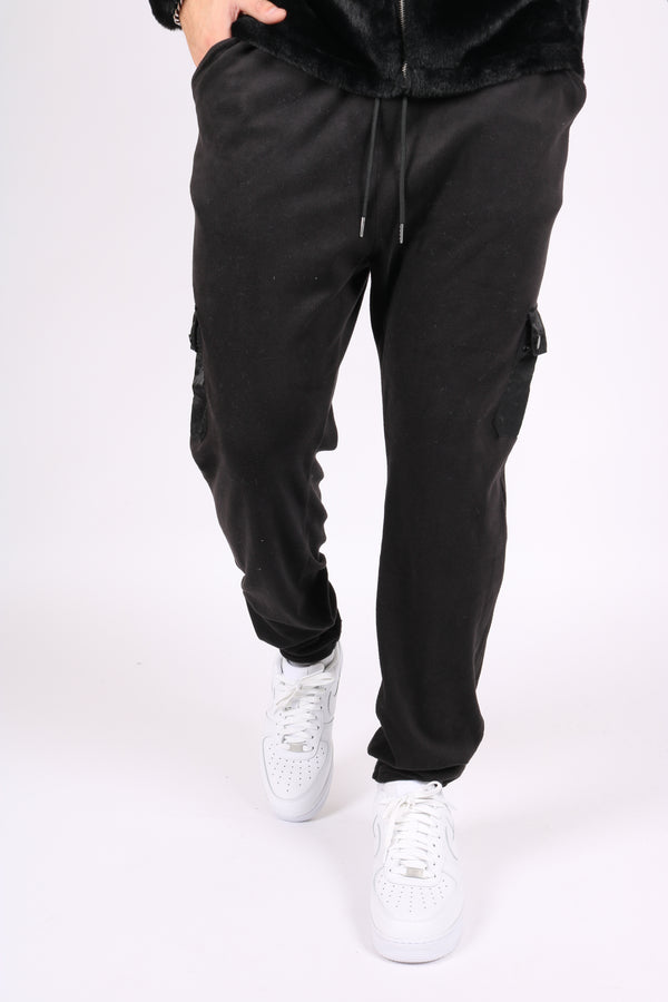 Liquor & Poker Black Polar Fleece Utility Cargo Joggers