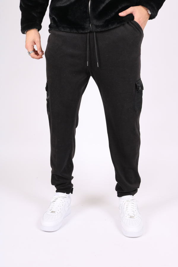 liquor & poker Black Polar Fleece Utility Cargo Joggers