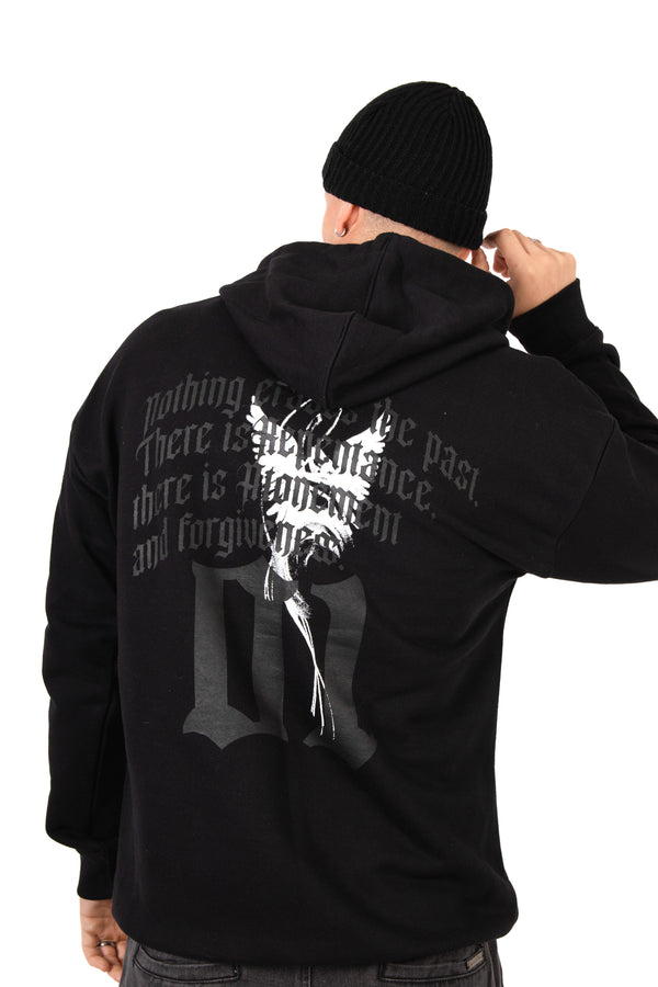 Liquor & Poker Black Printed 'The Blessed 01' Motif Hoodie