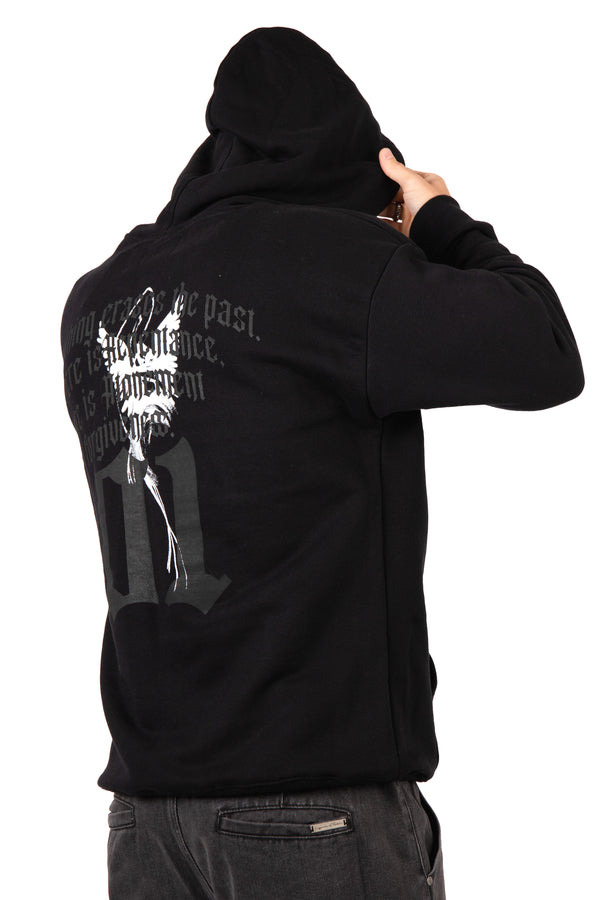Liquor & Poker Black Printed 'The Blessed 01' Motif Hoodie